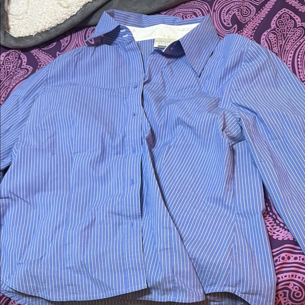 Worthington Blue Striped Button Down Shirt
